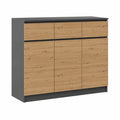 Elegante Kommode in Anthrazit und Artisan Eiche - 3 Türen, 3 Schubladen, 75 cm Höhe