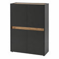 Eleganter Highboard in Grau Matt mit Eiche Wotan für Büro und Homeoffice, 100 x 122 cm