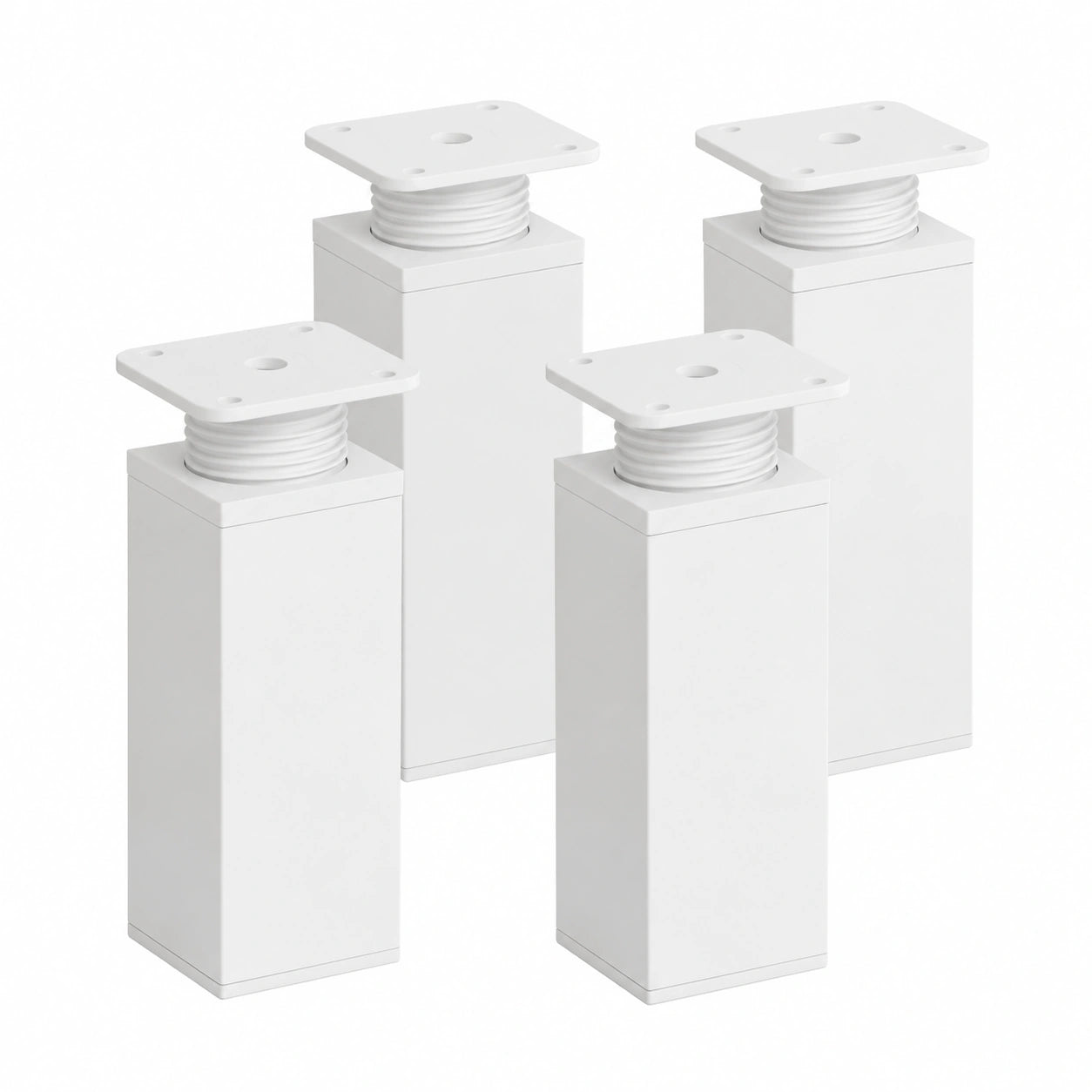 Sossai Höhenverstellbare Möbelbeine, 4er Set, Weiß, 100 mm, Vierkant, Für Sideboards und Kommoden