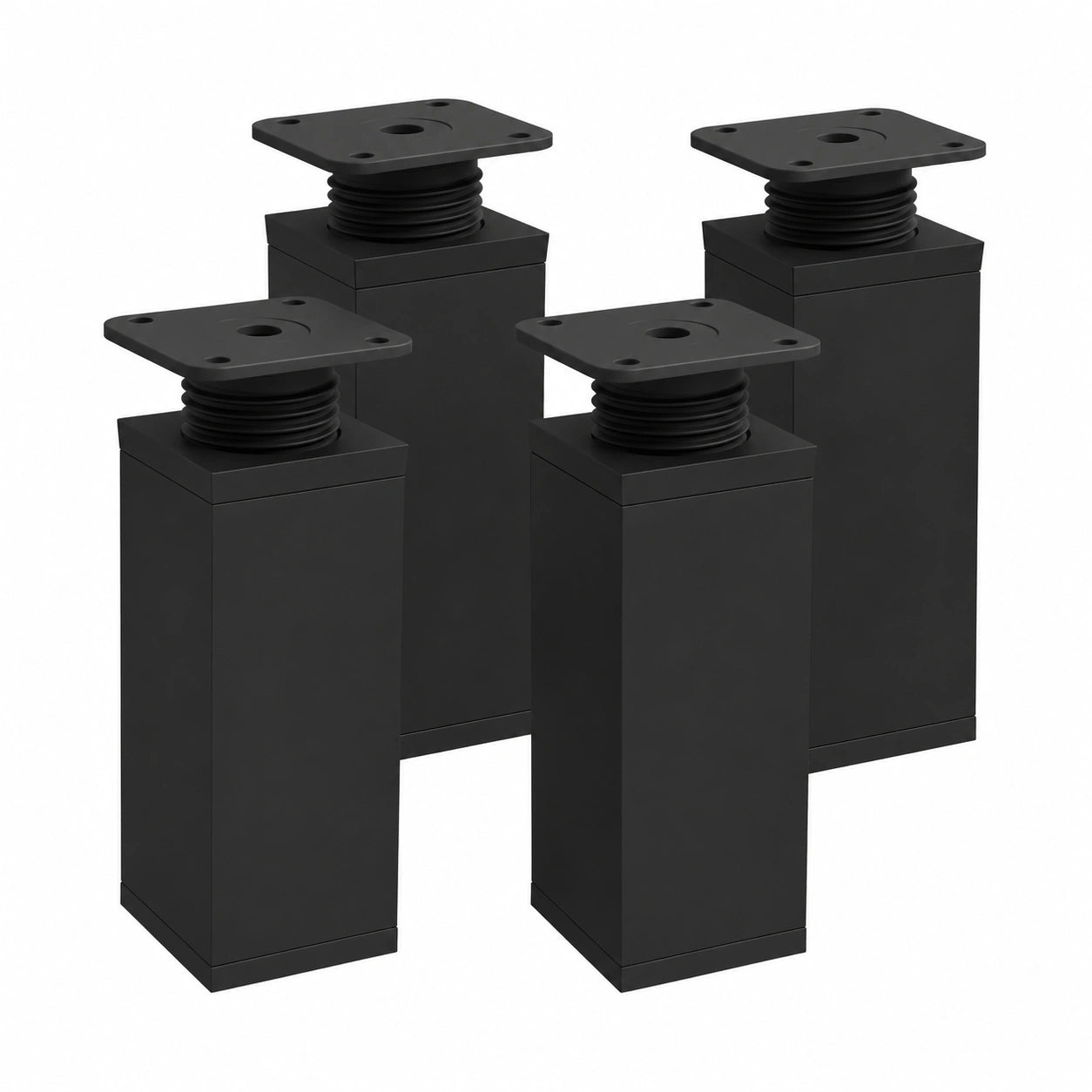 Höhenverstellbare Möbel-Füße Set, 4 Stück, schwarzmatt, 100 mm, 40x40 mm, für Sideboards & Kommoden