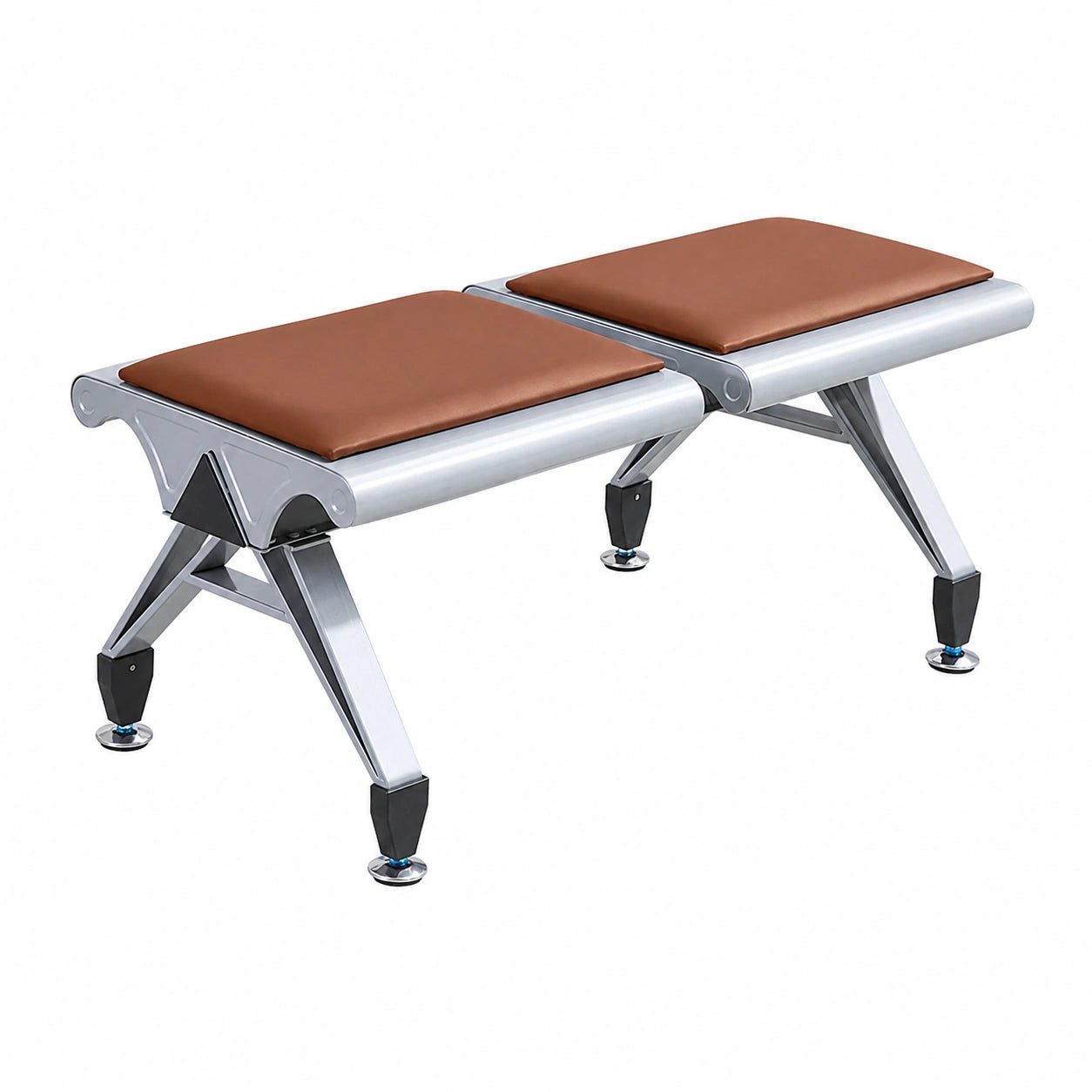 Elegante Wartezimmerstühle, braune 2-Sitzer mit PU-Polsterung für Büro, Flughafen und Krankenhaus