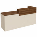Eleganter Empfangstisch aus Holz mit abschließbaren Fächern und Tastaturablage, stilvolle Büromöbel für Kundenservice 220 x 60 x 100 cm