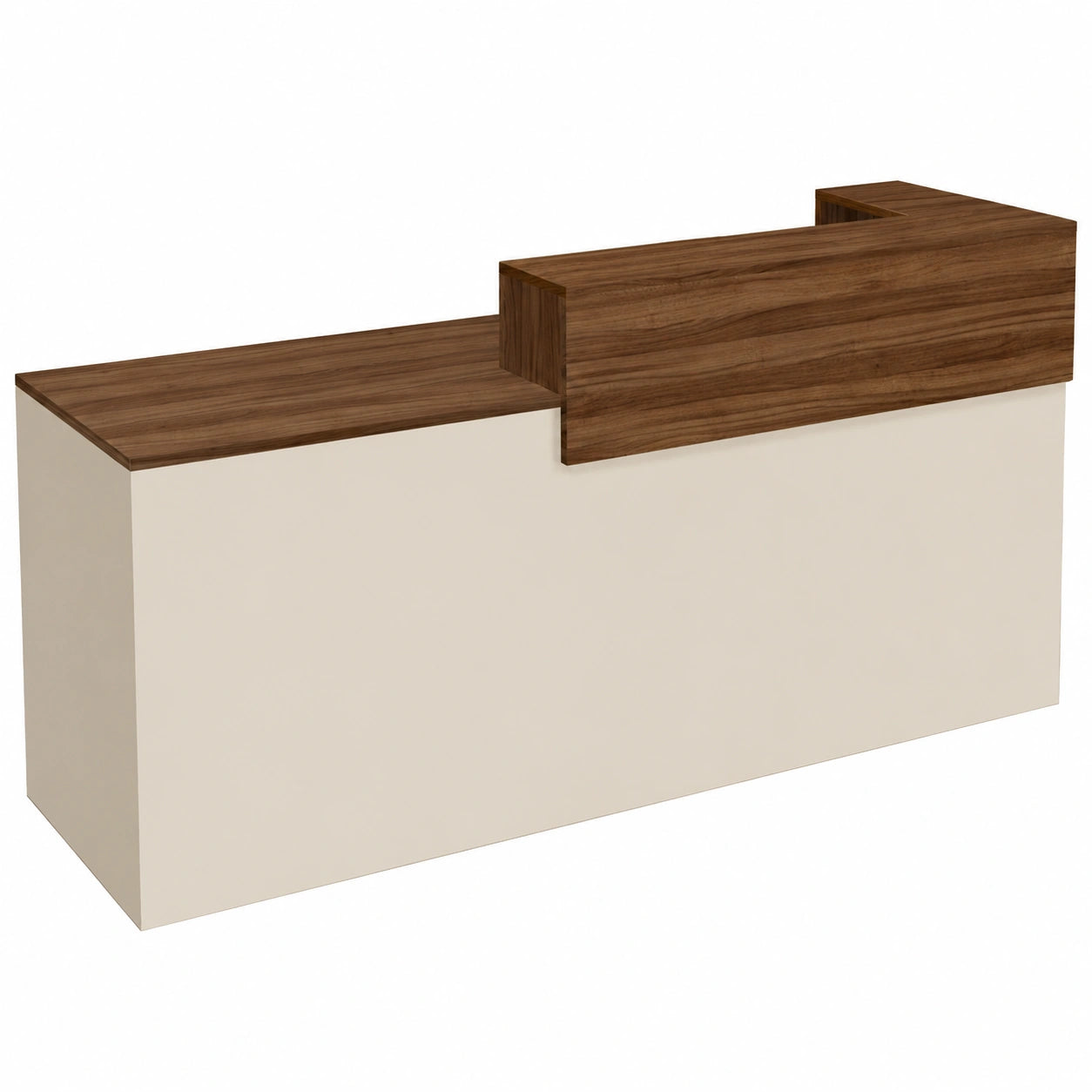 Eleganter Empfangstisch aus Holz mit abschließbaren Fächern und Tastaturablage, stilvolle Büromöbel für Kundenservice 220 x 60 x 100 cm