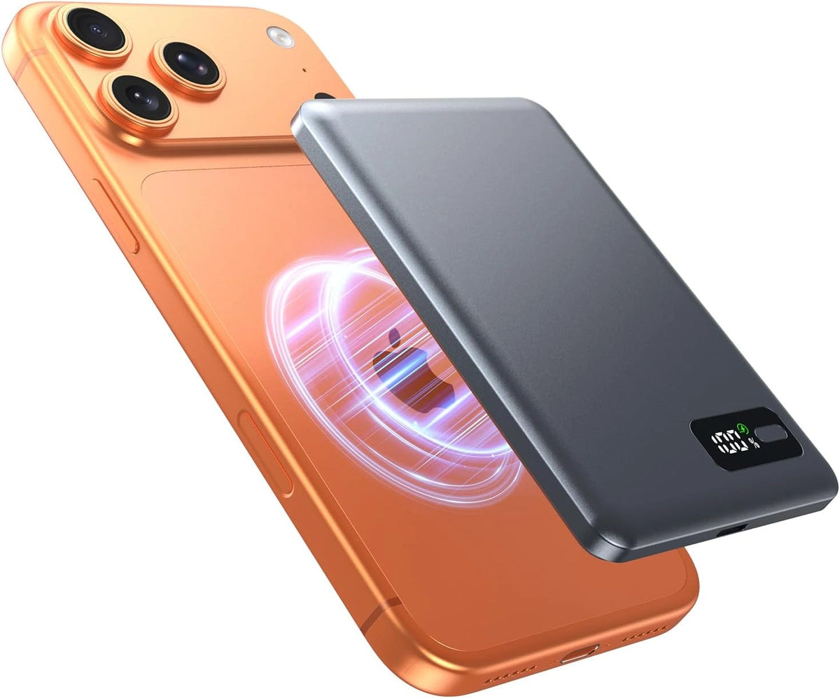 Powerbank, 15 W, kolor szary i pomara¨½czowy