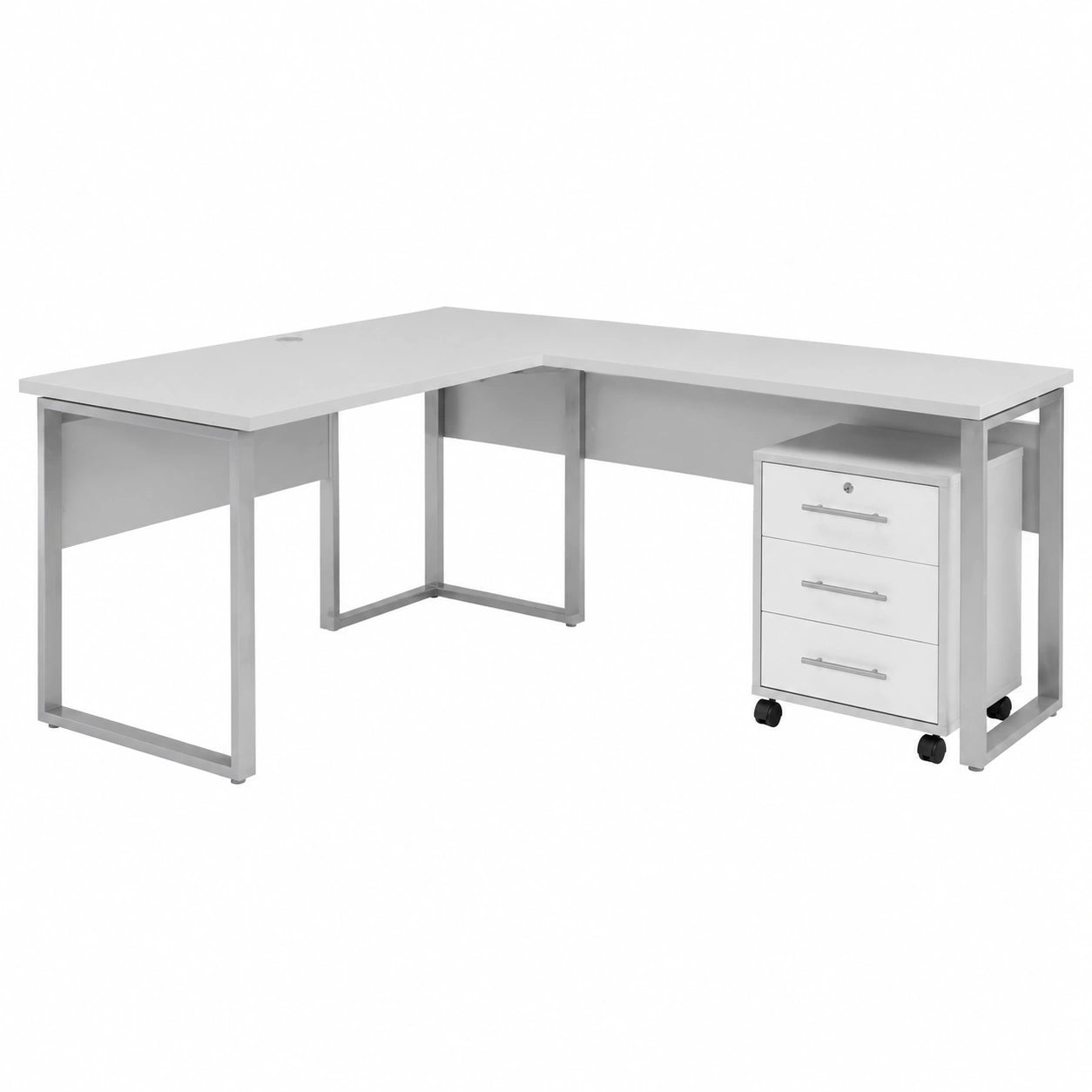 Komplettes Büromöbel-Set in Lichtgrau/Weiß Hochglanz für Ihr Arbeitszimmer
