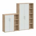 Büroschrankwand mit Schlössern, Eiche Sonoma/Weiß, Set 4