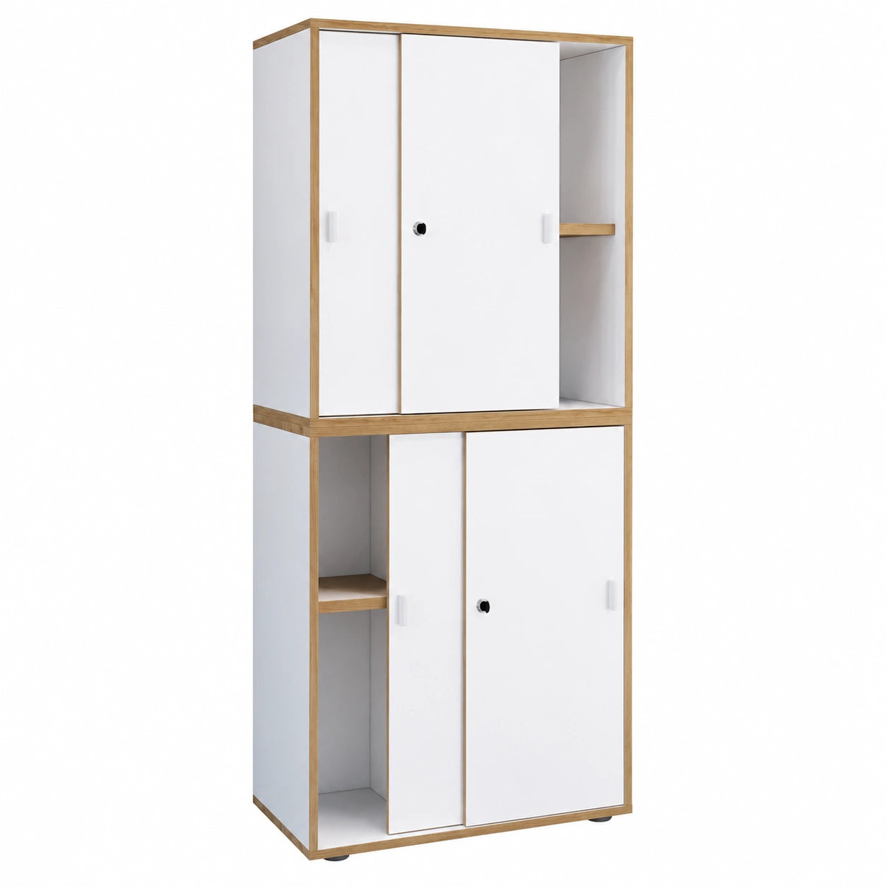 VCM Salia Büroschrank mit Schiebetüren, 5 Fächer, 60 cm Breite, Aktenschrank für Büro