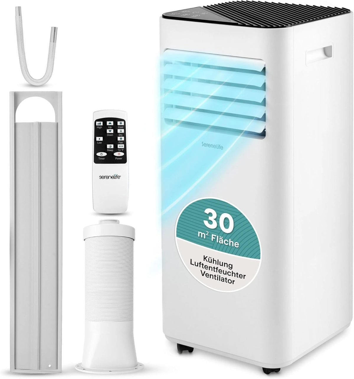 Klimatyzator SereneLife, 9000 BTU, do 28 m2, pilot zdalnego sterowania, kolor bia?y
