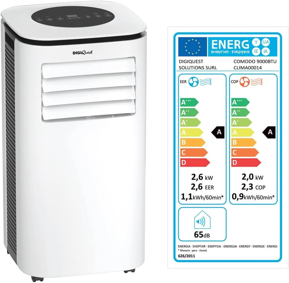 Klimatyzator DIGIQUEST, 9000 BTU, kolor szary i bia?y