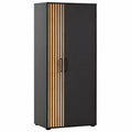 Schildmeyer Büroschrank Hank, Schwarz matt mit Akustikpaneel, 65x41x163,6 cm