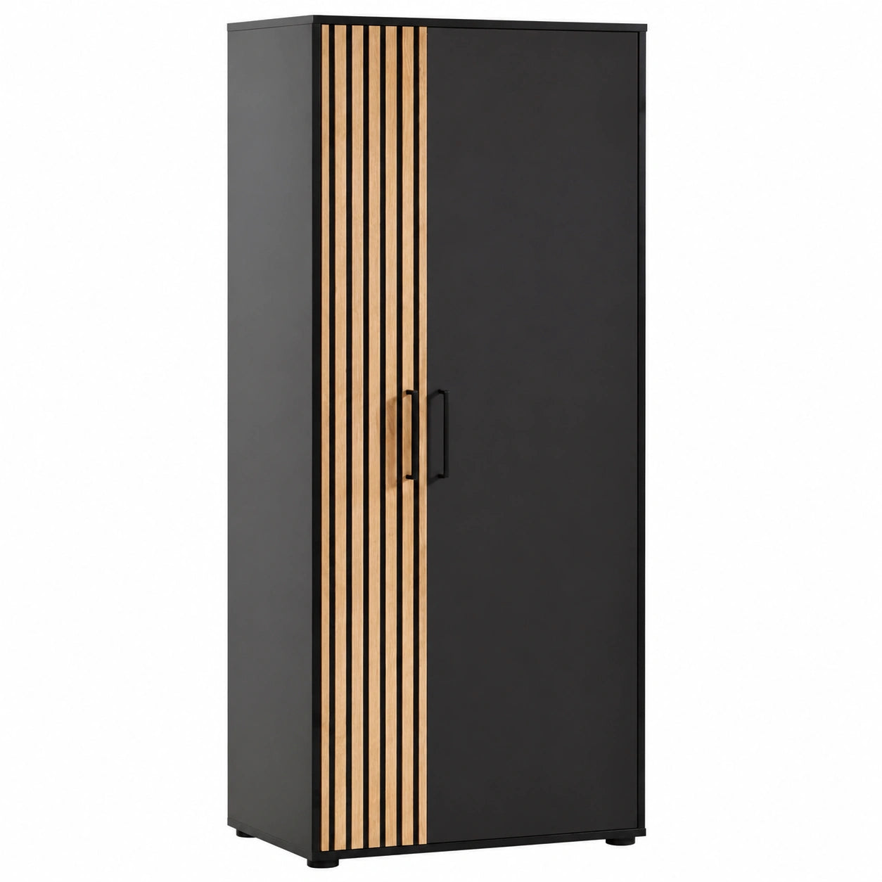 Schildmeyer Büroschrank Hank, Schwarz matt mit Akustikpaneel, 65x41x163,6 cm