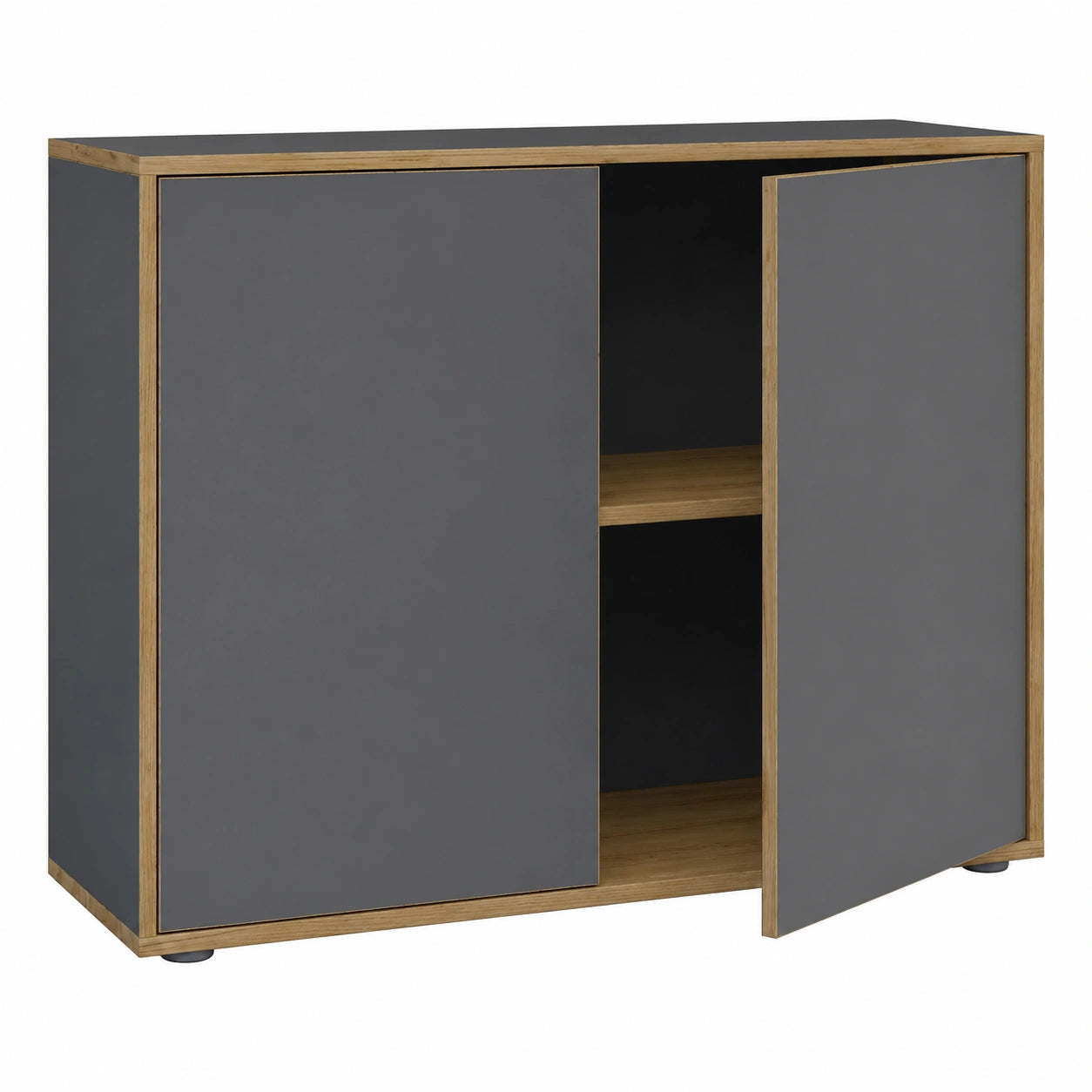 VCM Salia Aktenschrank mit Drehtüren, 2 Fächer, 100 cm Breite, Büromöbel aus Holz