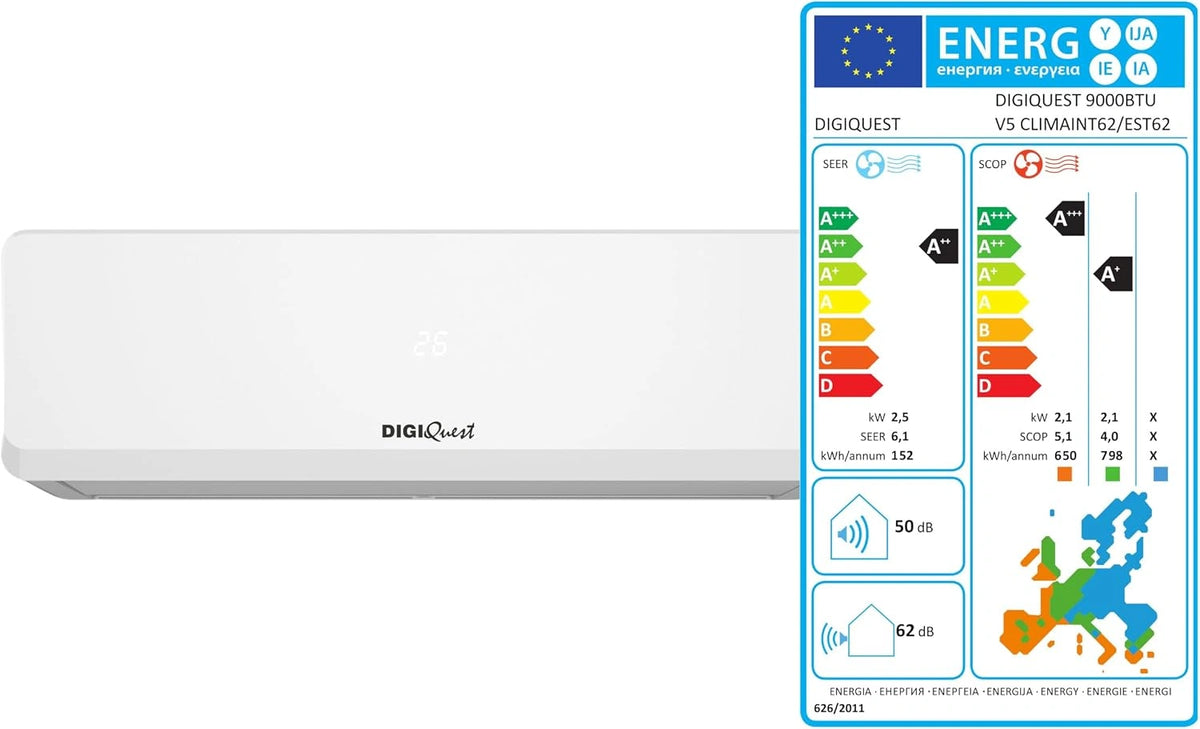 Klimatyzator, 9000 BTU, Wi-Fi, kolor czarny