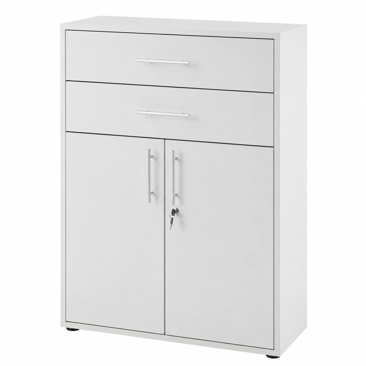 Stella Trading PRONTO Abschließbarer Büroschrank, lichtgrau - Moderner Aktenschrank mit Schubladen und Türen - Komplettes Büromöbel-Set - 80 x 111 x 35 cm