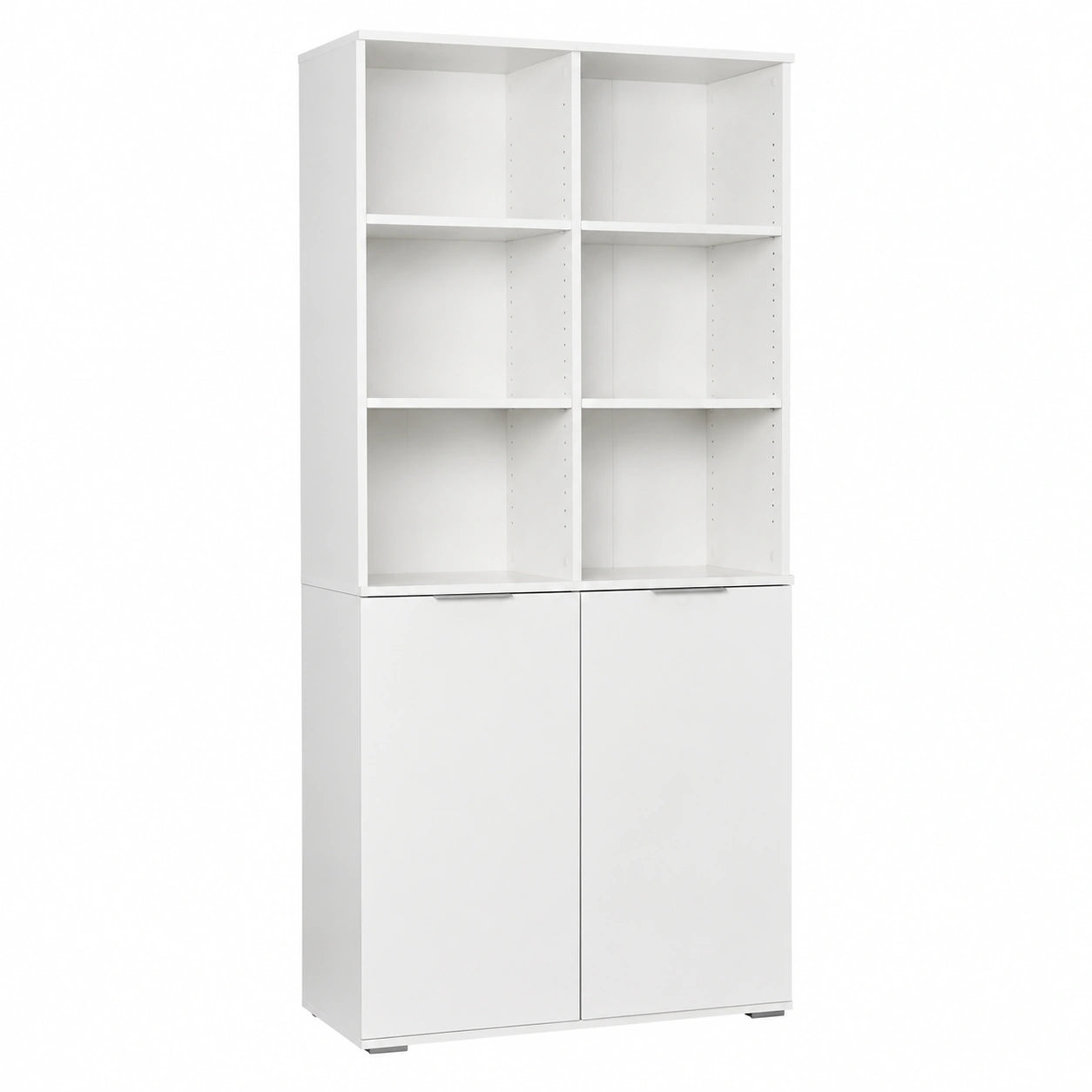 Vielseitiger Aktenschrank mit Doppeltüren in Weiß - 80,2 x 214,7 x 35 cm für Büro