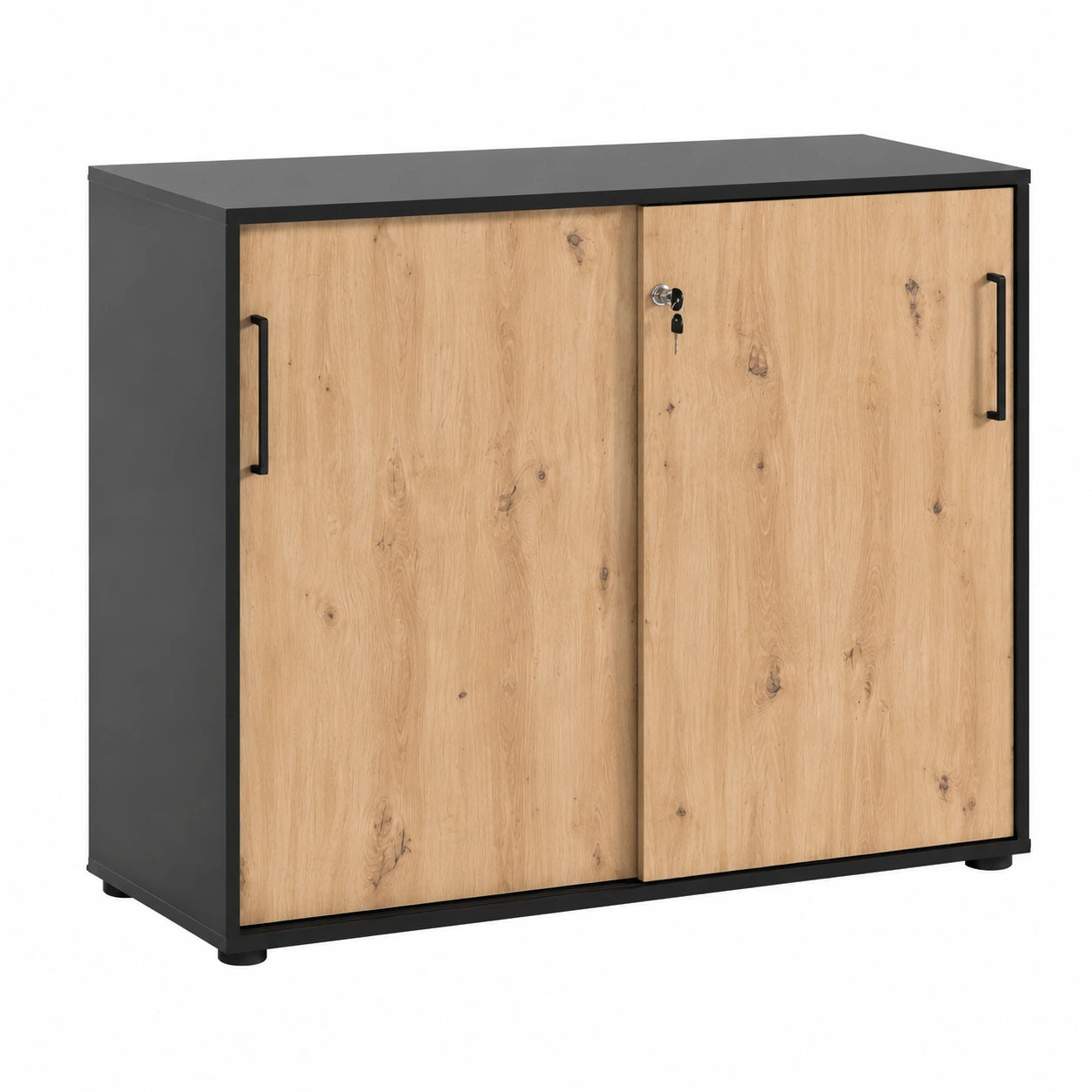 Schildmeyer Büro-Aktenschrank Aino, Artisan Eiche/Schwarz, 100x41x83,6 cm