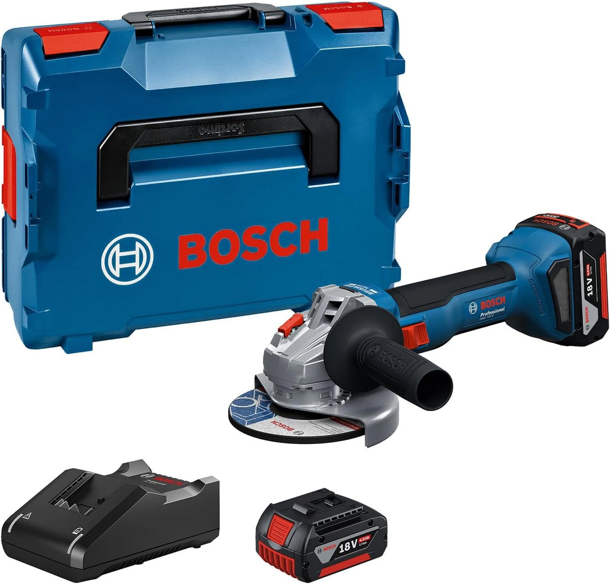Szlifierka k?towa Bosch Professional GWS 18, 4,0 Ah, 18 V, kolor niebieski