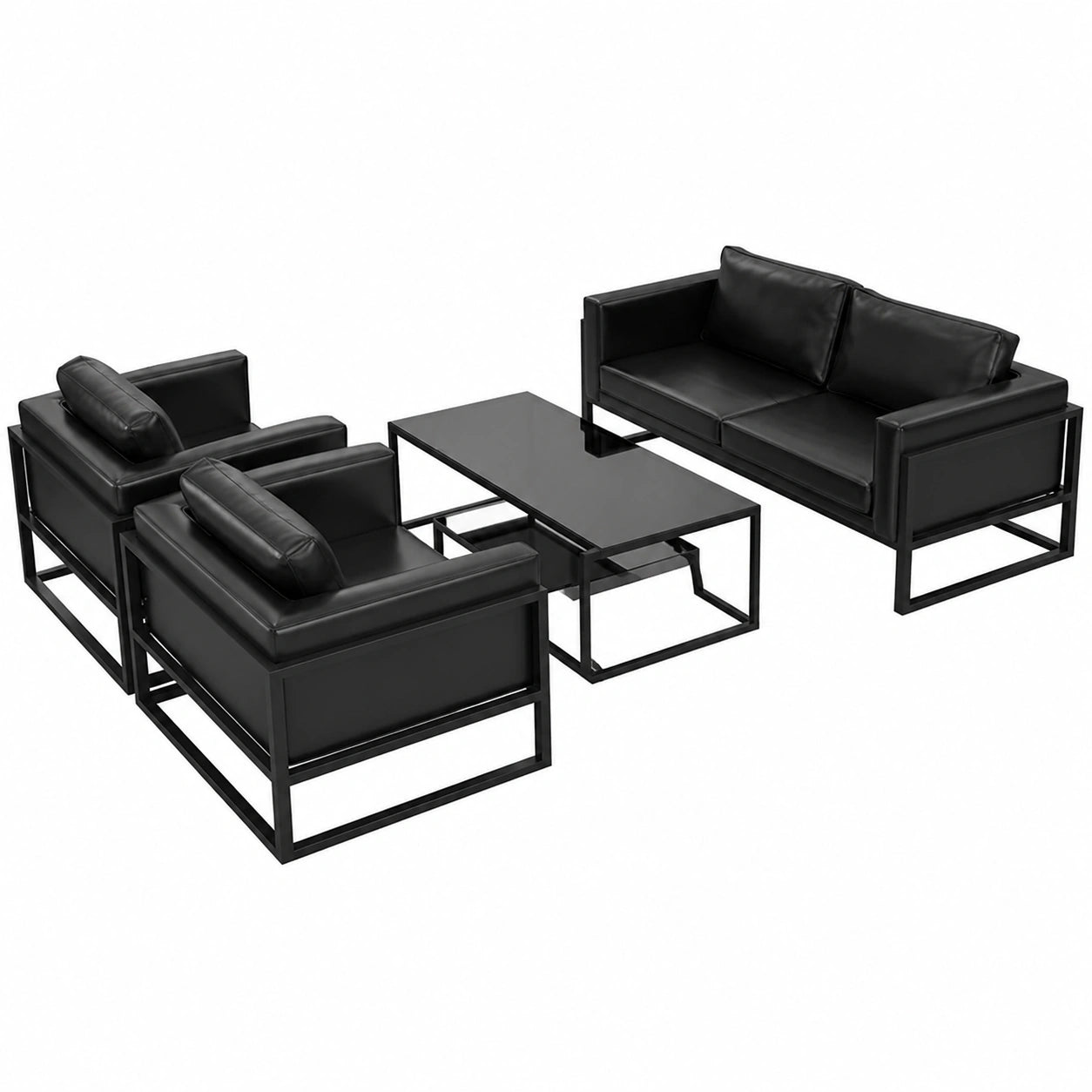 Elegantes Ledersofa mit Metallrahmen für Büro oder Wohnzimmer