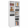 Abschließbarer Aktenschrank Weiß, 80 cm Breite, 215 cm Höhe, Büromöbel Hoch- und Vorratsschrank