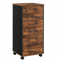 HOOBRO Rollcontainer mit 7 Schubladen, Büroschrank in Vintagebraun und Schwarz, leichter Aufbau, für Arbeitszimmer
