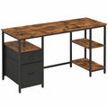 VASAGLE Industrieller Computertisch mit Regalen und Schubladen, 160 x 60 x 76 cm, Vintagebraun-Schwarz