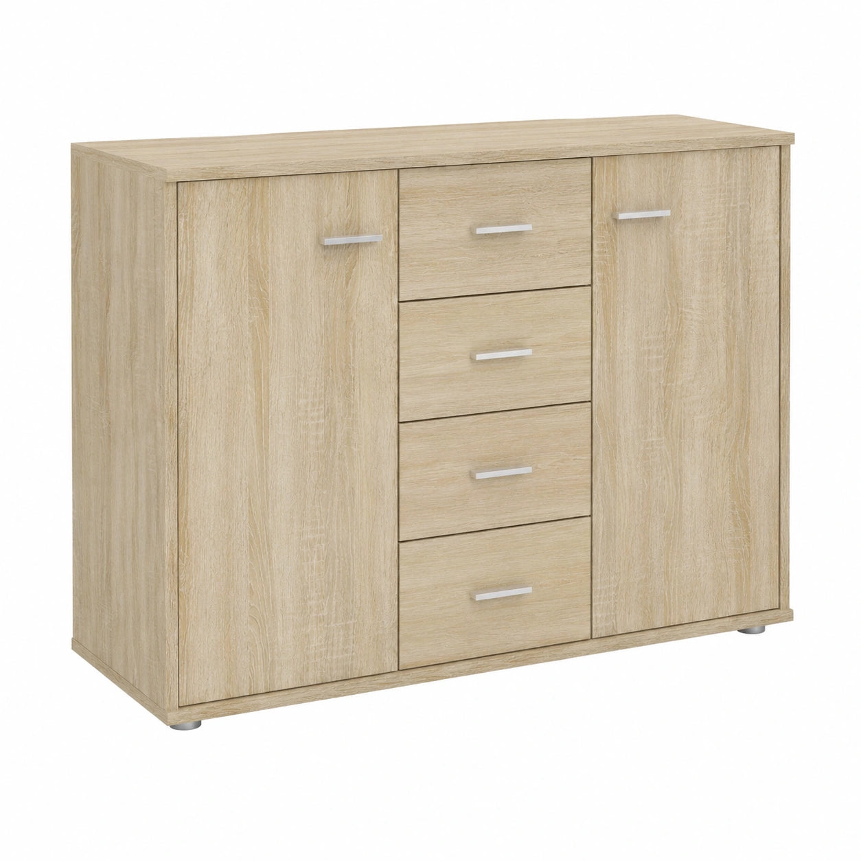 CARO-Möbel Sideboard Jamie, Schrank mit 2 Türen und 4 Schubladen, Sonoma Eiche, für Büro