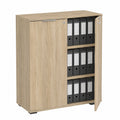 Verschließbarer Büroschrank aus Sonoma-Eiche, 80x110x35cm, mit Türen und Regalböden