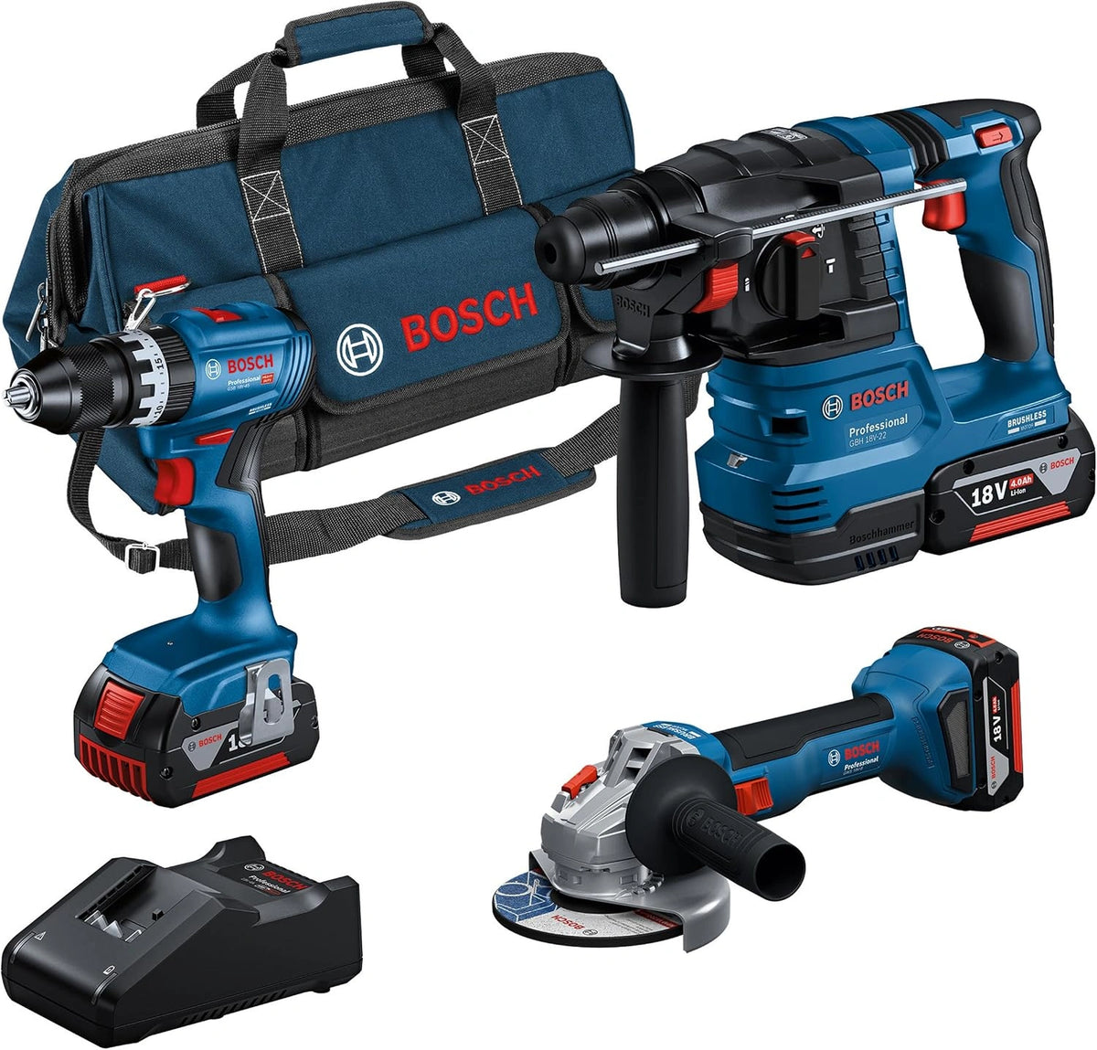 Zestaw elektronarz?dzi Bosch Professional GSB 18V-45, 4,0 Ah, 18 V, kolor niebieski i szary
