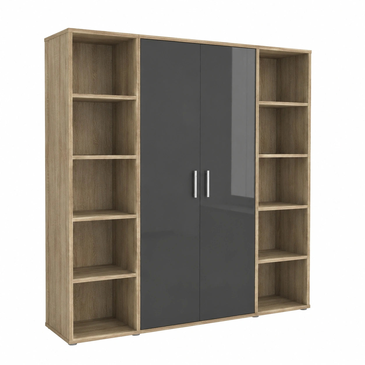 Komplettes Büromöbel-Set MINI in Sonoma Eiche und Anthrazit Hochglanz für Home Office